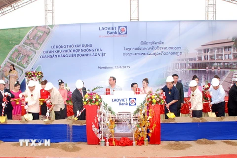 LaoVietBank tổ chức động thổ Khu phức hợp Noongtha ở Vientiane