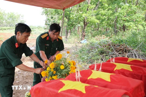 Điện Biên: Truy điệu, an táng 41 hài cốt liệt sỹ hy sinh tại Lào