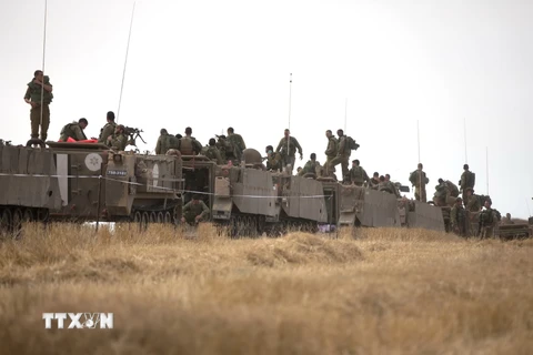 Binh sỹ Israel trong cuộc tập trận gần khu vực biên giới Israel - Gaza ngày 7/6. (Nguồn: AFP/TTXVN)