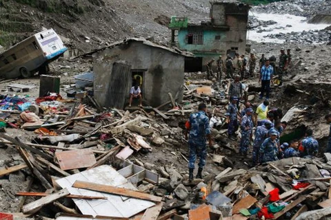 Hiện trường một vụ sạt lở đất tại Nepal hồi tháng 8/2014. (Nguồn: AP)