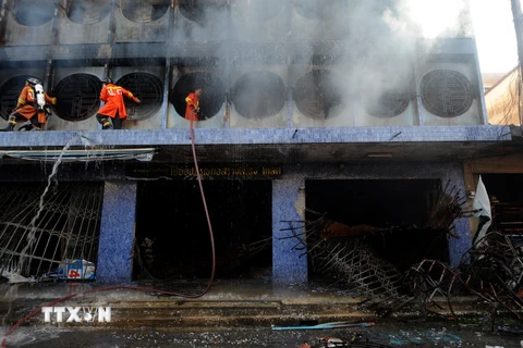 Hiện trường một vụ đánh bom ở Sungai Kolok, tỉnh Narathiwat, miền Nam Thái Lan ngày 11/7. (Nguồn: AFP/TTXVN)