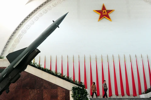Tên lửa Hongqi-2 trưng bày tại bảo tàng quân sự ở Bắc Kinh. (Nguồn: AFP)