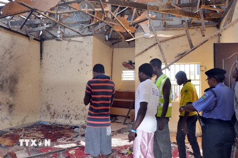 Hiện trường vụ đánh bom ở Maiduguri ngày 23/10 mà Boko Haram là thủ phạm. (Nguồn: AFP/TTXVN)