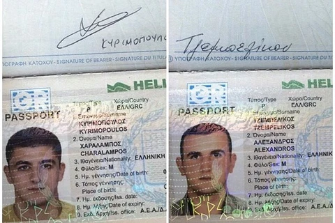 Hai trong số 6 hộ chiếu giả mà các đối tượng người Syria dùng để tới Mỹ. (Nguồn: dailymail.co.uk)