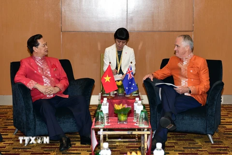 Thủ tướng Nguyễn Tấn Dũng gặp Thủ tướng Australia Malcolm Turnbull. (Ảnh: Đức Tám/TTXVN)