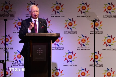 Thủ tướng Malaysia Najib Razak phát biểu tại lễ ký Tuyên bố Kuala Lumpur 2015. (Nguồn: THX/TTXVN)
