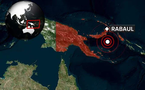 Trận động đất xảy ra gần khu vực núi lửa ở Papua New Guinea. (Nguồn: Sky)