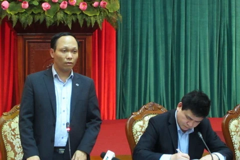 Phó Chánh Văn phòng UBND thành phố Hà Nội Lưu Quang Huy thông tin tại họp báo. (Nguồn: HNP)