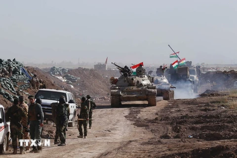 Binh sỹ Iraq làm nhiệm vụ tại thị trấn Bashir, Kirkuk. (Nguồn: AFP/TTXVN)