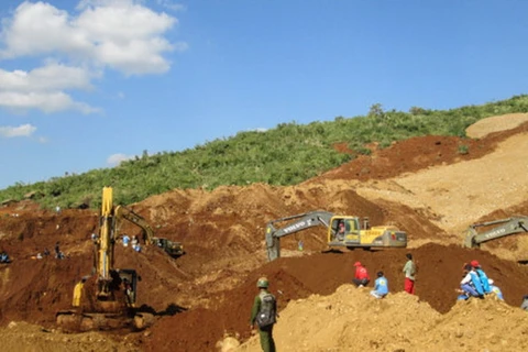 Hiện trường lở đất tại khu khai thác mỏ ngọc bích ở Kachin, bang phía Bắc Myanmar. Ảnh minh họa. (Nguồn: EPA)