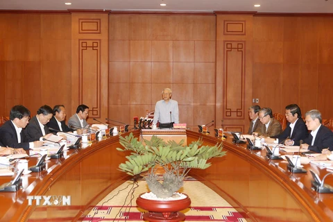 Tổng Bí thư Nguyễn Phú Trọng chủ trì Cuộc họp của Thường trực Ban Chỉ đạo Trung ương về phòng, chống tham nhũng. (Ảnh: Trí Dũng/TTXVN)