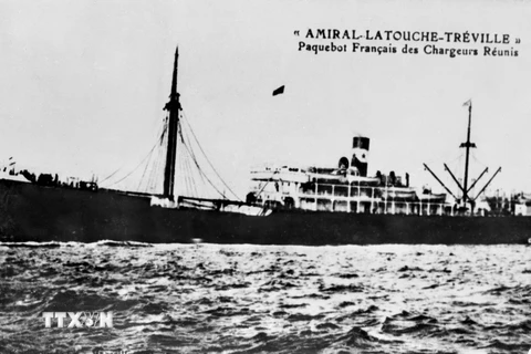 Ngày 5/6/1911, từ Bến Nhà Rồng, Bác Hồ lấy tên Văn Ba lên đường sang Pháp với nghề phụ bếp trên con tàu buôn Đô đốc Latouche - Tresville, bắt đầu hành trình tìm đường cứu nước. (Ảnh: tư liệu TTXVN)