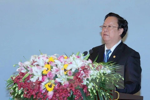 Chủ tịch Liên hiệp các tổ chức hữu nghị Việt Nam Vũ Xuân Hồng. (Ảnh: An Đăng/TTXVN) 