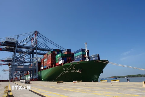 Cảng quốc tế Cái Mép đón siêu tàu container. (Ảnh: Đoàn Mạnh Dương/TTXVN)
