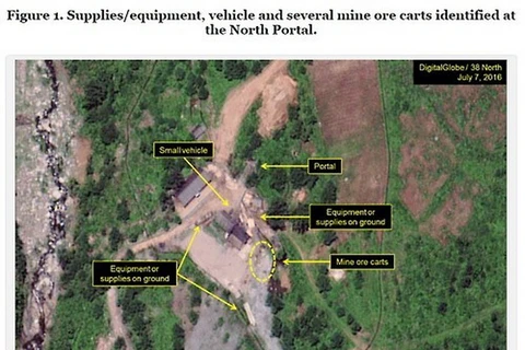 Hình ảnh vệ tinh về khu thử nghiệm hạt nhân Punggye-ri. (Nguồn: Yonhap)