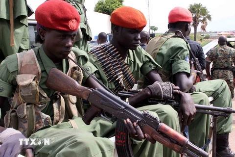 Binh sỹ thuộc lực lượng đối lập tại Juba, Nam Sudan ngày 25/4. (Nguồn: EPA/TTXVN)