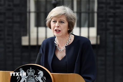 Tân Thủ tướng Anh Theresa May phát biểu tại thủ đô London ngày 13/7. (Nguồn: EPA/TTXVN)