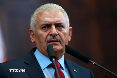 Thủ tướng Thổ Nhĩ Kỳ Binali Yildirim phát biểu tại cuộc họp ở thủ đô Ankara ngày 19/7. AFP/TTXVN