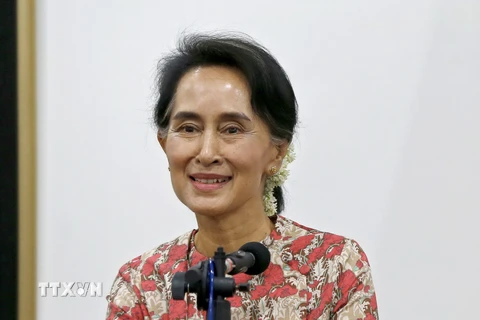 Ngoại trưởng kiêm Cố vấn Nhà nước Myanmar Aung San Suu Kyi. (Nguồn: EPA/TTXVN)