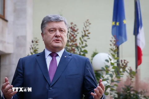 Tổng thống Ukraine Petro Poroshenko trong cuộc họp báo tại Kiev ngày 15/7. (Nguồn: EPA/TTXVN)