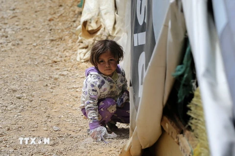  Trẻ em Syria tại trại tị nạn ở thị trấn Bar Elias, Liban ngày 13/5. (Nguồn: AFP/TTXVN)