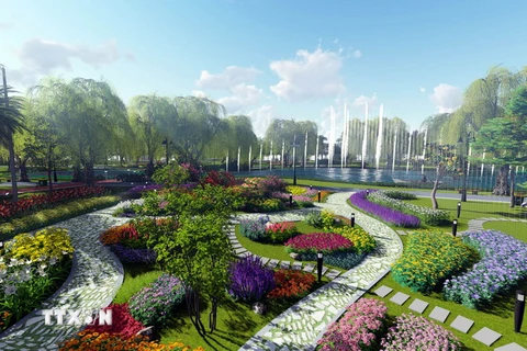 Mô hình khu công viên cây xanh thuộc dự án khu đô thị VSIP Quảng Ngãi. (Ảnh: Sỹ Thắng/TTXVN)
