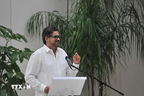 Trưởng đoàn đàm phán của FARC Iván Marquéz. (Ảnh: Lê Hà/TTXVN) 