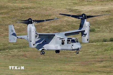  Máy bay MV-22 Osprey của quân đội Mỹ. (Nguồn: Kyodo/TTXVN)