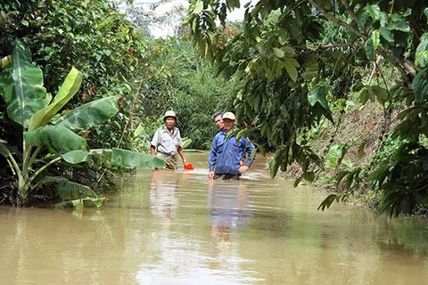 Đường đi của người dân bị nước sông nhấn chìm. (Nguồn: baolamdong.vn)