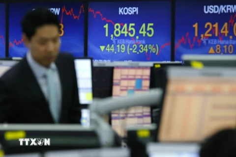 Thị trường chứng khoán Hàn Quốc. (Nguồn: YONHAP/TTXVN)
