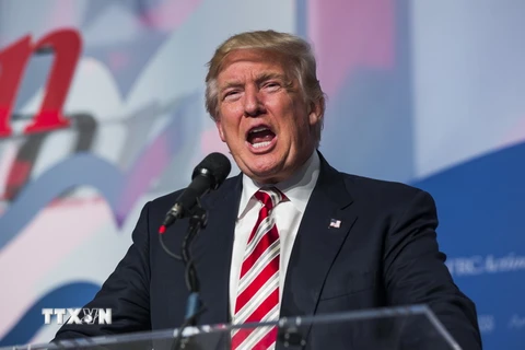 Ứng viên Tổng thống của đảng Cộng hòa Donald Trump phát biểu tại Washington, DC, ngày 9/9. (Nguồn: EPA/TTXVN)