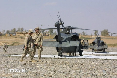  Binh sỹ Mỹ tại căn cứ không quân Qayyara, Iraq. (Nguồn: AFP/TTXVN)