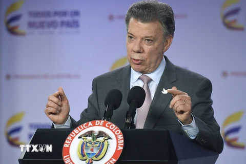 Tổng thống Colombia Juan Manuel Santos tại Bogota ngày 4/10. (Nguồn: EPA/TTXVN)