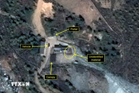 Khu vực xung quanh bãi thử hạt nhân Punggye-Ri của Triều Tiên. (Nguồn: HANDOUT/Reuters/TTXVN)