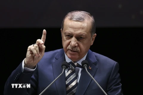 Tổng thống Thổ Nhĩ Kỳ Tayyip Erdogan. (Nguồn: AP/TTXVN)