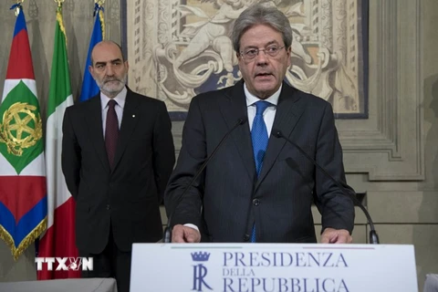 Ông Paolo Gentiloni phát biểu tại Rome, sau khi được chỉ định làm Thủ tướng mới của Italy. (Nguồn: AFP/TTX)