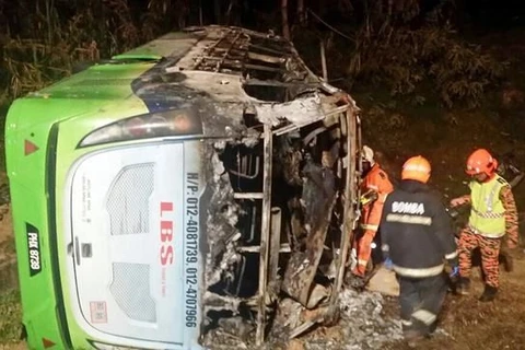 Hiện trường một vụ tai nạn xe buýt tại Malaysia. Ảnh minh họa. (Nguồn: freemalaysiatoday)