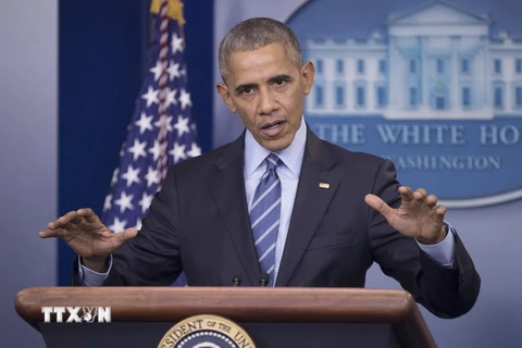 Tổng thống Mỹ Barack Obama tại cuộc họp báo ở thủ đô Washington, DC ngày 16/12. (Nguồn: EPA/TTXVN)