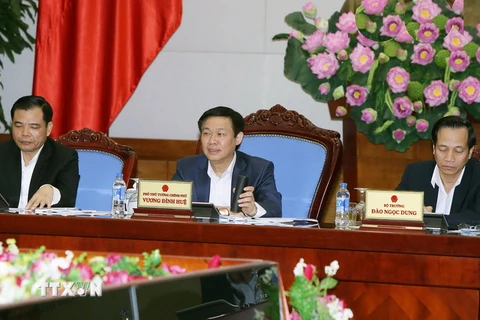 Phó Thủ tướng Chính phủ Vương Đình Huệ, Trưởng Ban Chỉ đạo Quốc gia chủ trì hội nghị. (Ảnh: Nguyễn Dân/TTXVN)