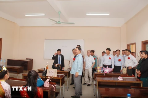 Khu phòng học tại Trung tâm giảng dạy tiếng Việt Nam tại huyện Viêng Xay, Hủa Phăn, Lào. (Ảnh: Phạm Kiên/TTXVN)