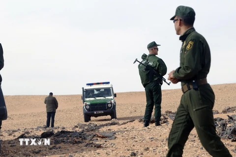Lực lượng an ninh tuần tra tại làng In-Salah, miền nam Algeria. (Nguồn: AFP/TTXVN)