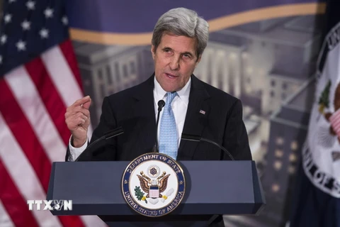 Ngoại trưởng Mỹ John Kerry tại một sự kiện ở Washington, DC ngày 10/1. (Nguồn: EPA/TTXVN)