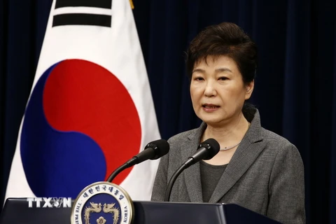 Tổng thống Hàn Quốc Park Geun-hye tại một sự kiện ở Seoul ngày 29/11/2016. (Nguồn: AFP/TTXVN)
