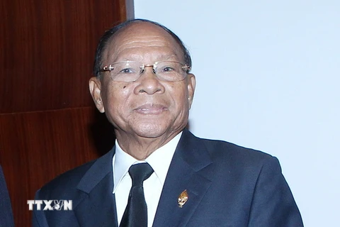 Chủ tịch Quốc hội Campuchia Samdech Heng Samrin. (Ảnh: Nhan Sáng/TTXVN)