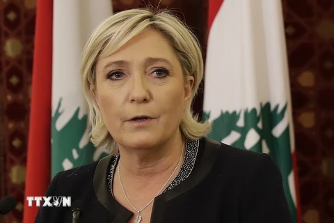 Ứng cử viên Marine Le Pen tại cuộc họp báo ở Beirut, Liban, ngày 20/2. (Nguồn: AFP/TTXVN)
