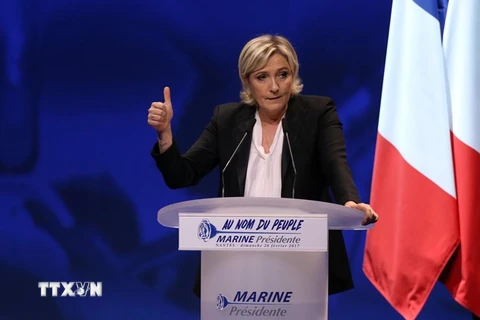Bà Marine Le Pen trong chiến dịch vận động tranh cử Tổng thống ở Nantes ngày 26/2. (Nguồn: EPA/TTXVN)