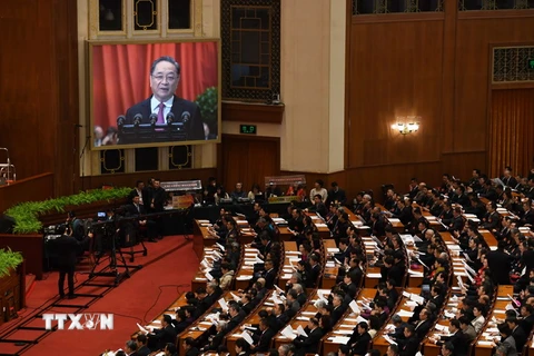 Toàn cảnh Kỳ họp thứ 5 Hội nghị Chính trị Hiệp thương Nhân dân Trung Quốc (Chính Hiệp) khóa 12. (Nguồn: AFP/TTXVN)