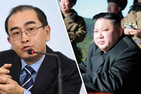 Quan chức Triều Tiên đào tẩu Thae Yong-ho và nhà lãnh đạo Triều Tiên Kim Jong-un. (Nguồn: Reuters)