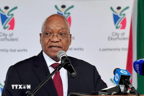  Tổng thống Nam Phi Jacob Zuma phát biểu tại một sự kiện ở Johannesburg ngày 10/4. (Nguồn: EPA/TTXVN)