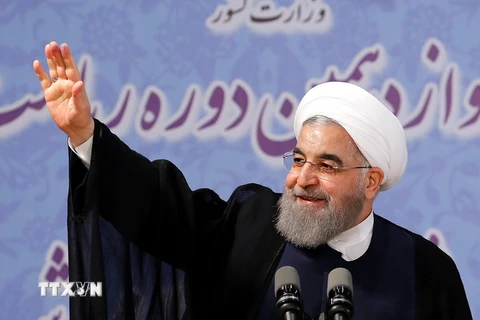  Tổng thống Iran Hassan Rouhani tại một sự kiện ở Tehran, Iran ngày 14/4. (Nguồn: AFP/TTXVN)